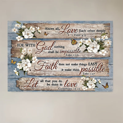 1pc Bible Verse Wall Art Rustic Inspirational Bible Verses Flower Pictures Wall Decor Christian Religions Motivational Painting Country Canvas Farmhouse Prints Home Artwork Decor No Framed
