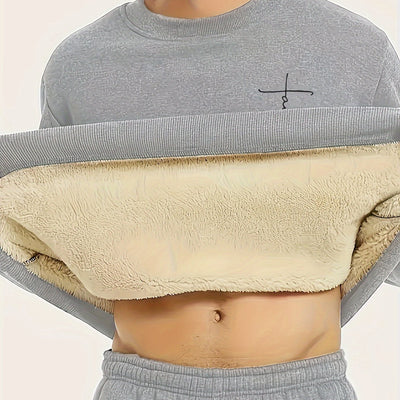 Comfy Cross Print Crew Neck Sweatshirt Pullover for Men - Soft Brushed Fleece, Relaxed Fit, Winter and Fall Essential - Perfect for Casual Daily Wear, Outdoor Activities, and Gift Ideas