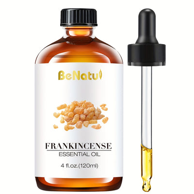 Frankincense Essential Oil 4.06oz - Long-lasting Woody Aroma, Suitable For Diffusers, Humidifiers And | Large Bottle, Suitable For Home And Hotel Fragrances | Warm Resin Scent, Perfect For Meditation Or DIY Candle Making