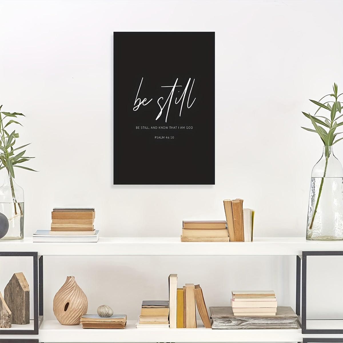 Be still and know bible verse wall art, Psalm 46:10 modern calligraphy King James Versionposter Christian scripture frame painting printed on canvas Church decoration picture artwork ready to hang