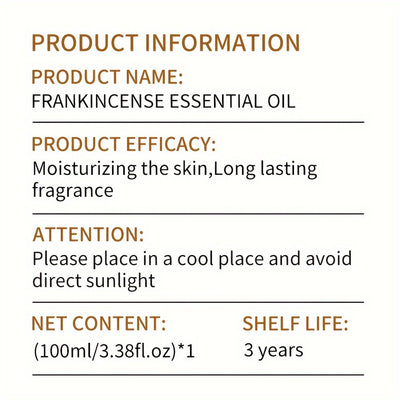 Hllozzi Frankincense Essential Oil, Alcohol-Free, Moisturizing & Hydrating Facial & Body Skincare, All Skin Types, Unisex Adult, Massage Serum