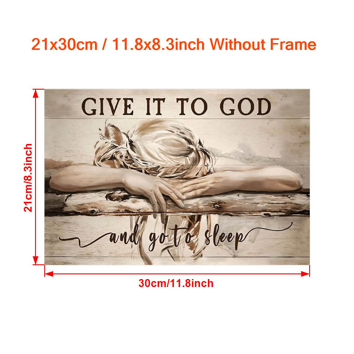 1pc Sleeping Girl Give It To God And Go To Sleep Jesus Landscape Canvas Prints - Christian Wall Art - Home Decor - No Frame - For Religious Home Decor - Perfect Gift for Christian Friends & Family