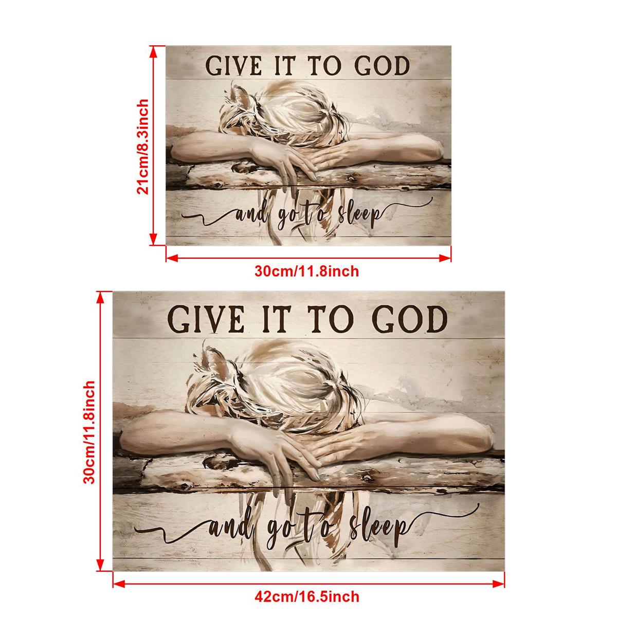 1pc Sleeping Girl Give It To God And Go To Sleep Jesus Landscape Canvas Prints - Christian Wall Art - Home Decor - No Frame - For Religious Home Decor - Perfect Gift for Christian Friends & Family