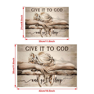 1pc Sleeping Girl Give It To God And Go To Sleep Jesus Landscape Canvas Prints - Christian Wall Art - Home Decor - No Frame - For Religious Home Decor - Perfect Gift for Christian Friends & Family