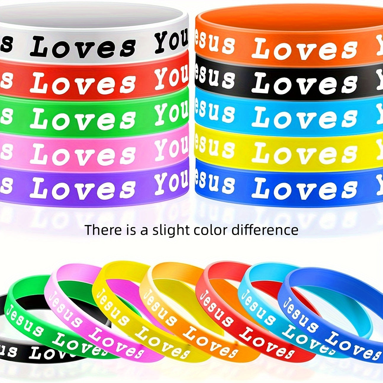 10pcs Bracelet Party Gift Pack Silicone Wristbands Bracelets Colorful Jesus Loves You Silicone Bracelet Christian Wristbands Novelty Jewelry Party Favors Christmas Gifts