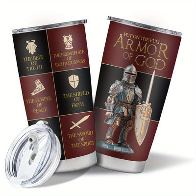 1pc Christian Gifts For Men, Women - Religious Gifts Ideas - Fathers Day, Christmas Gifts, Birthday Gifts For Men - Jesus Gifts - Christian Coffee Mug - Armor Of God Stainless Steel Tumbler 20oz
