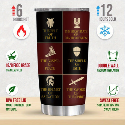 1pc Christian Gifts For Men, Women - Religious Gifts Ideas - Fathers Day, Christmas Gifts, Birthday Gifts For Men - Jesus Gifts - Christian Coffee Mug - Armor Of God Stainless Steel Tumbler 20oz