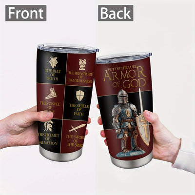 1pc Christian Gifts For Men, Women - Religious Gifts Ideas - Fathers Day, Christmas Gifts, Birthday Gifts For Men - Jesus Gifts - Christian Coffee Mug - Armor Of God Stainless Steel Tumbler 20oz