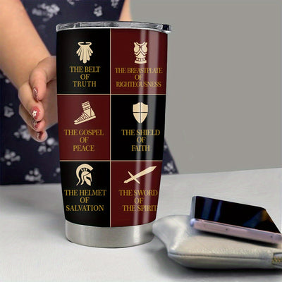 1pc Christian Gifts For Men, Women - Religious Gifts Ideas - Fathers Day, Christmas Gifts, Birthday Gifts For Men - Jesus Gifts - Christian Coffee Mug - Armor Of God Stainless Steel Tumbler 20oz