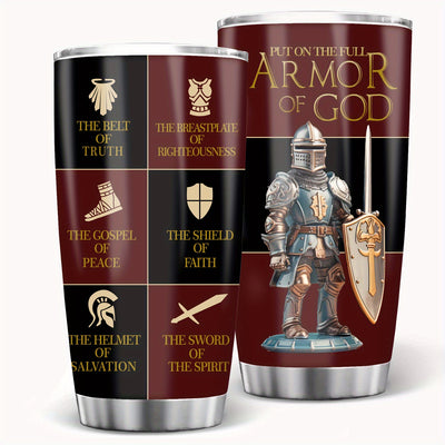 1pc Christian Gifts For Men, Women - Religious Gifts Ideas - Fathers Day, Christmas Gifts, Birthday Gifts For Men - Jesus Gifts - Christian Coffee Mug - Armor Of God Stainless Steel Tumbler 20oz