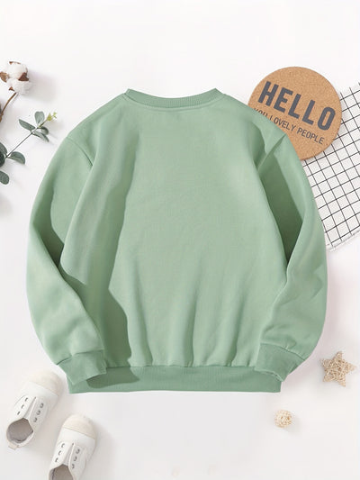 JESUS LOVES ME Print Boys Sweatshirt, Kids Casual Long Sleeve Crew neck Pullover Top For Fall Winter