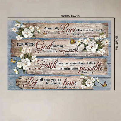 1pc Bible Verse Wall Art Rustic Inspirational Bible Verses Flower Pictures Wall Decor Christian Religions Motivational Painting Country Canvas Farmhouse Prints Home Artwork Decor No Framed