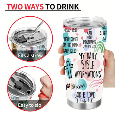 1pc, Christian Gifts For Women, Stainless Steel Tumbler Cup 20oz, Christian Faith Bible Verse Religious Gifts, Holiday Present, Party Present, Birthday Present
