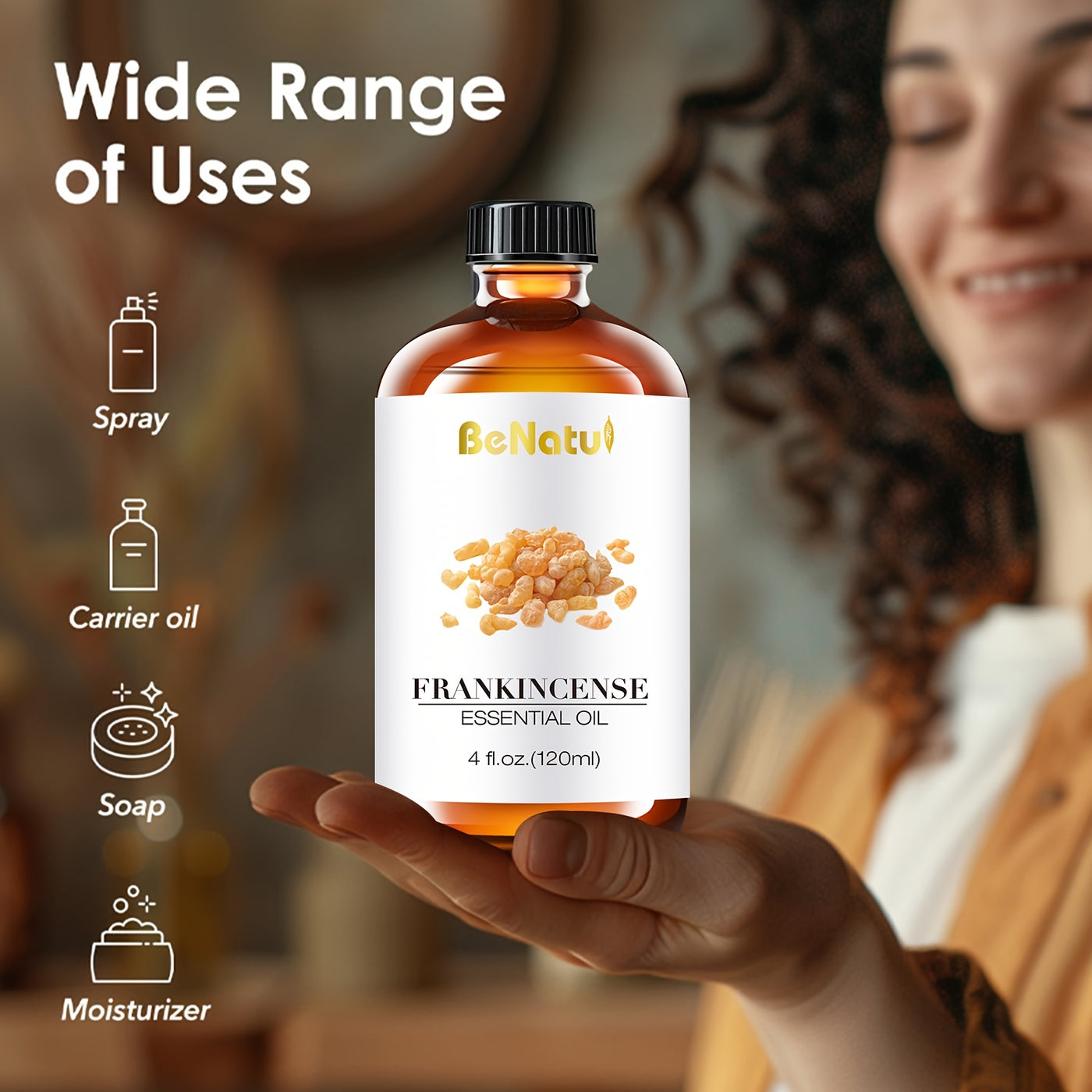 Frankincense Essential Oil 4.06oz - Long-lasting Woody Aroma, Suitable For Diffusers, Humidifiers And | Large Bottle, Suitable For Home And Hotel Fragrances | Warm Resin Scent, Perfect For Meditation Or DIY Candle Making