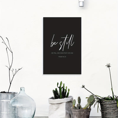 Be still and know bible verse wall art, Psalm 46:10 modern calligraphy King James Versionposter Christian scripture frame painting printed on canvas Church decoration picture artwork ready to hang