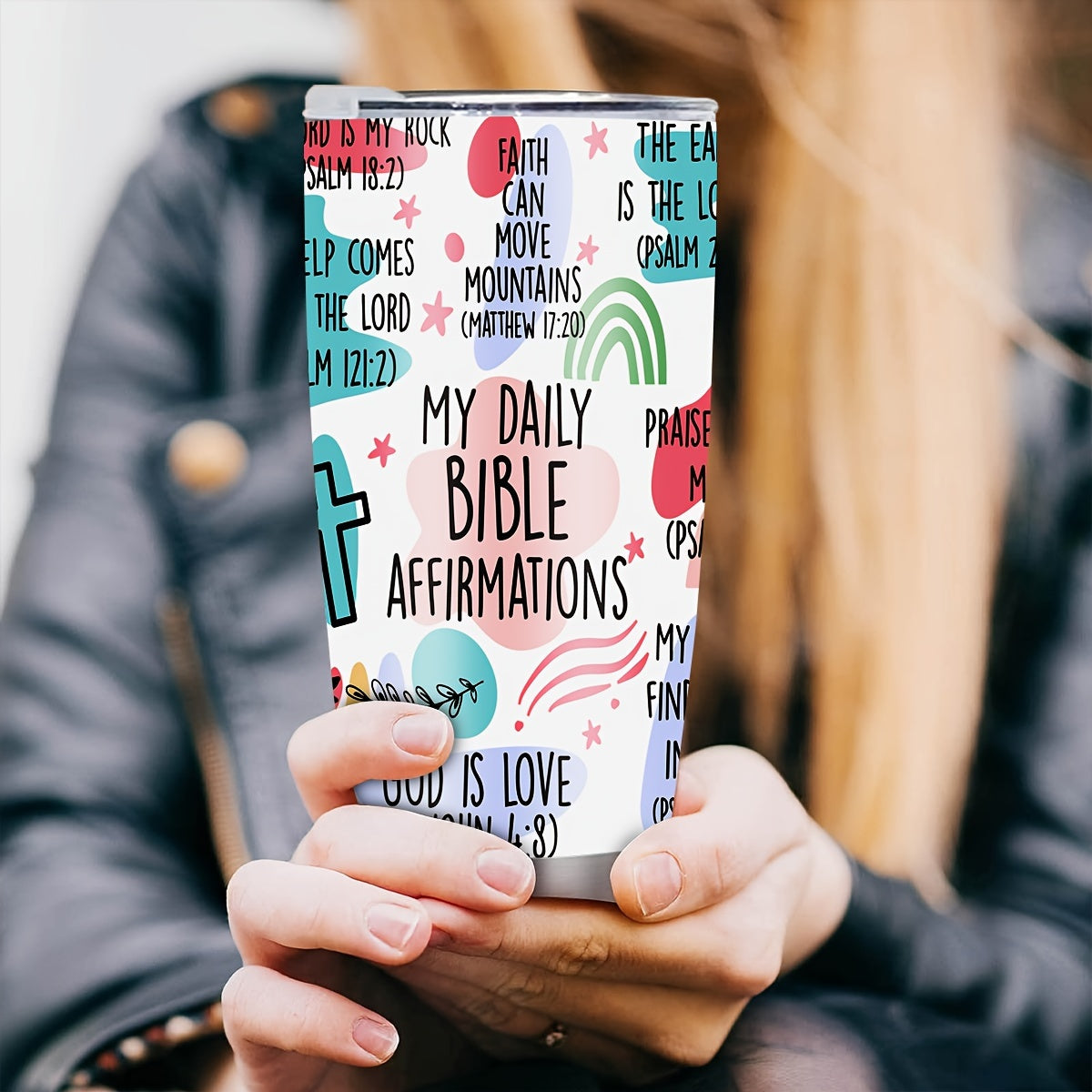 1pc, Christian Gifts For Women, Stainless Steel Tumbler Cup 20oz, Christian Faith Bible Verse Religious Gifts, Holiday Present, Party Present, Birthday Present