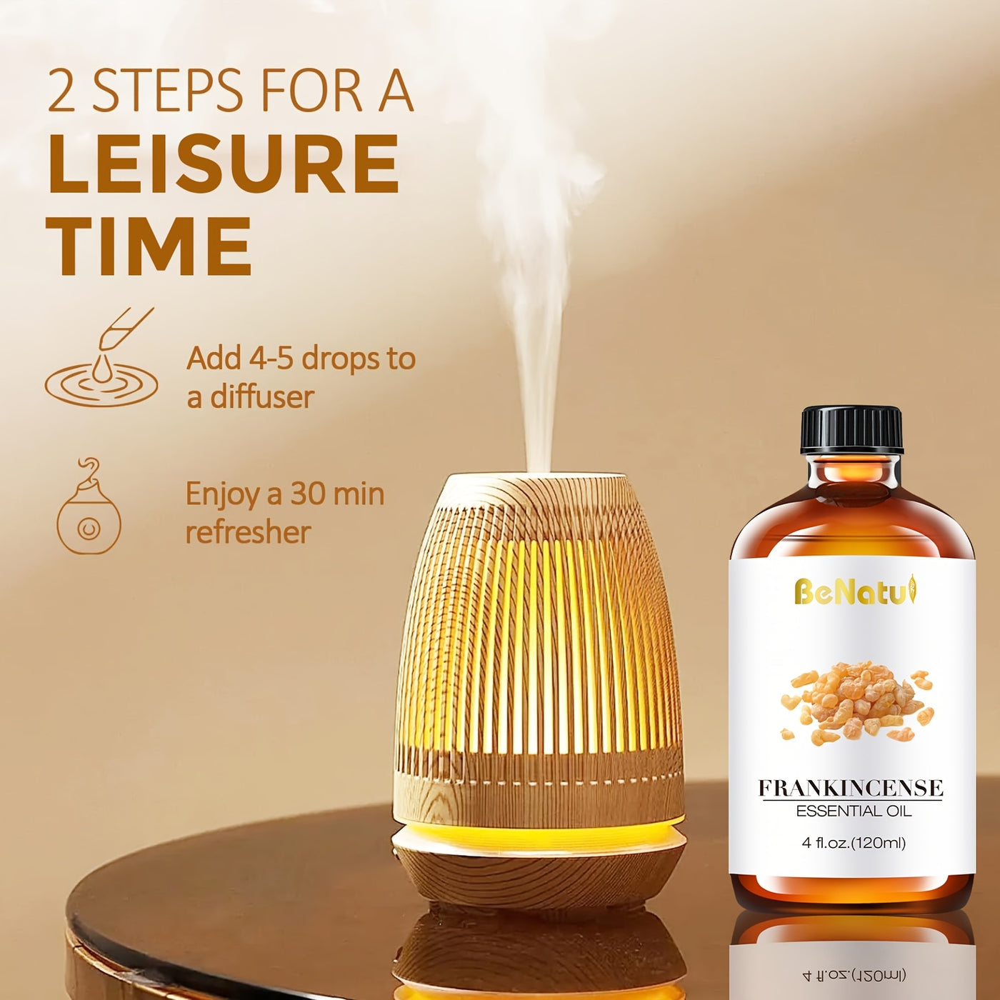 Frankincense Essential Oil 4.06oz - Long-lasting Woody Aroma, Suitable For Diffusers, Humidifiers And | Large Bottle, Suitable For Home And Hotel Fragrances | Warm Resin Scent, Perfect For Meditation Or DIY Candle Making