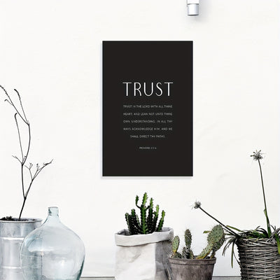 Proverbs 35-6 Christian scripture wall art poster, bible verse black and white artwork, Trust in the Lord KJV frame painting printed on canvas Church decoration picture artwork ready to hang