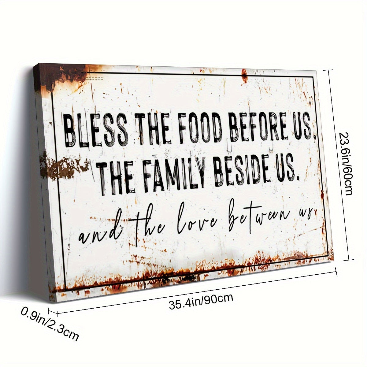 Bless The Food Before Us" Rustic Canvas Wall Art - Extra Large, Wooden Framed, Ready to Hang Decor for Kitchen & Dining Room, Farmhouse Style Christian Gift