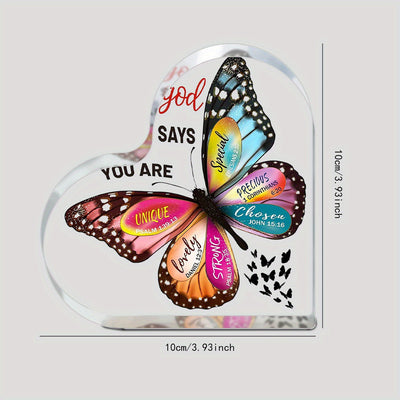 1pc, Christian Gifts For Women Faith Inspirational Gifts For Mom, Acrylic Religious Desk Decor Bible Verse Gift Butterfly Scripture Gifts, Motivational Gift For Mother Sister Friends, Halloween gifts, Thanksgiving gifts, Chri