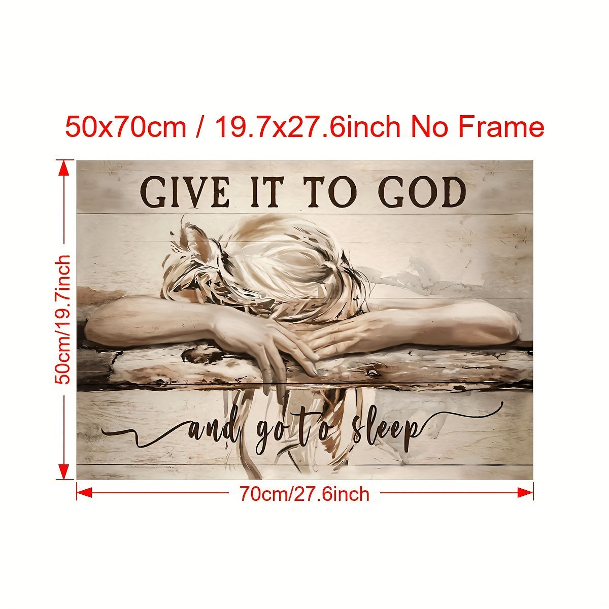1pc Sleeping Girl Give It To God And Go To Sleep Jesus Landscape Canvas Prints - Christian Wall Art - Home Decor - No Frame - For Religious Home Decor - Perfect Gift for Christian Friends & Family