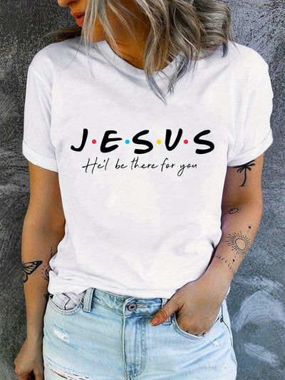 Stylish Jesus Graphic Print T-Shirt - Soft, Breathable, Short Sleeve, Casual Summer Top for Women - Relaxed Fit, Comfortable Clothing for Daily Wear