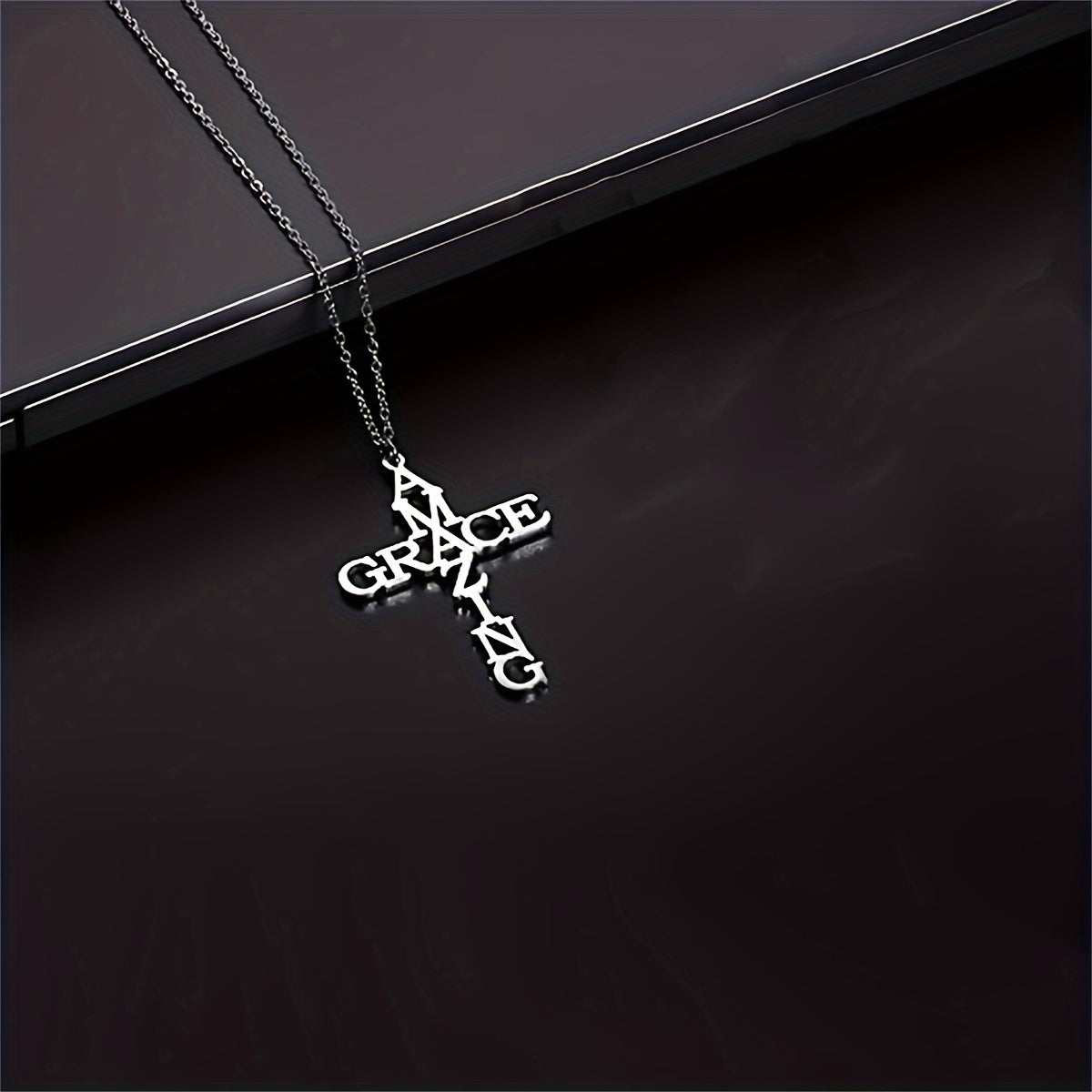 [Christian Stainless Steel Cross] Amazing Grace Cross Bracelet, Earrings, Necklace - Stainless Steel - Christian Gifts For Women & Men Faith - Religious Jewelry Gift For Christmas, Wedding, Anniversary