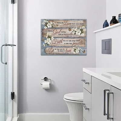 1pc Bible Verse Wall Art Rustic Inspirational Bible Verses Flower Pictures Wall Decor Christian Religions Motivational Painting Country Canvas Farmhouse Prints Home Artwork Decor No Framed