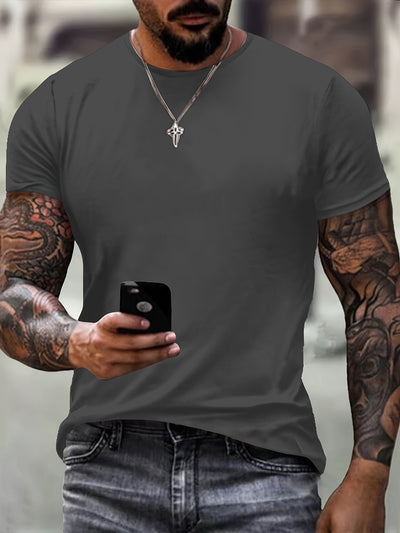 Fist & JESUS Letter Pattern, Men's Trendy Crew Neck Summer T-shirt, Gift For Christian