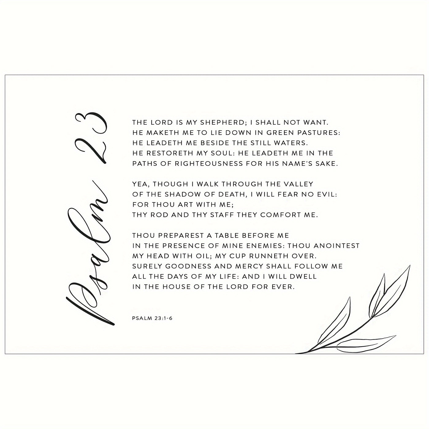Psalm 23 KJV Bible Verse, Scripture Christian Wall Art, Scripture Bible Verse Wall Art Framed Printed on Canvas for Home Decor Pictures Modern Artwork Hanging For Living Room Bedroom Ready to Hang