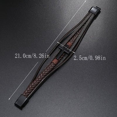 [1pc Magnetic PU Leather Bracelet] 1pc Fashion Magnetic Buckle Woven PU Leather Bracelet, Cross Simple Bracelet Men's Versatile Bracelet, Father's Day Gift