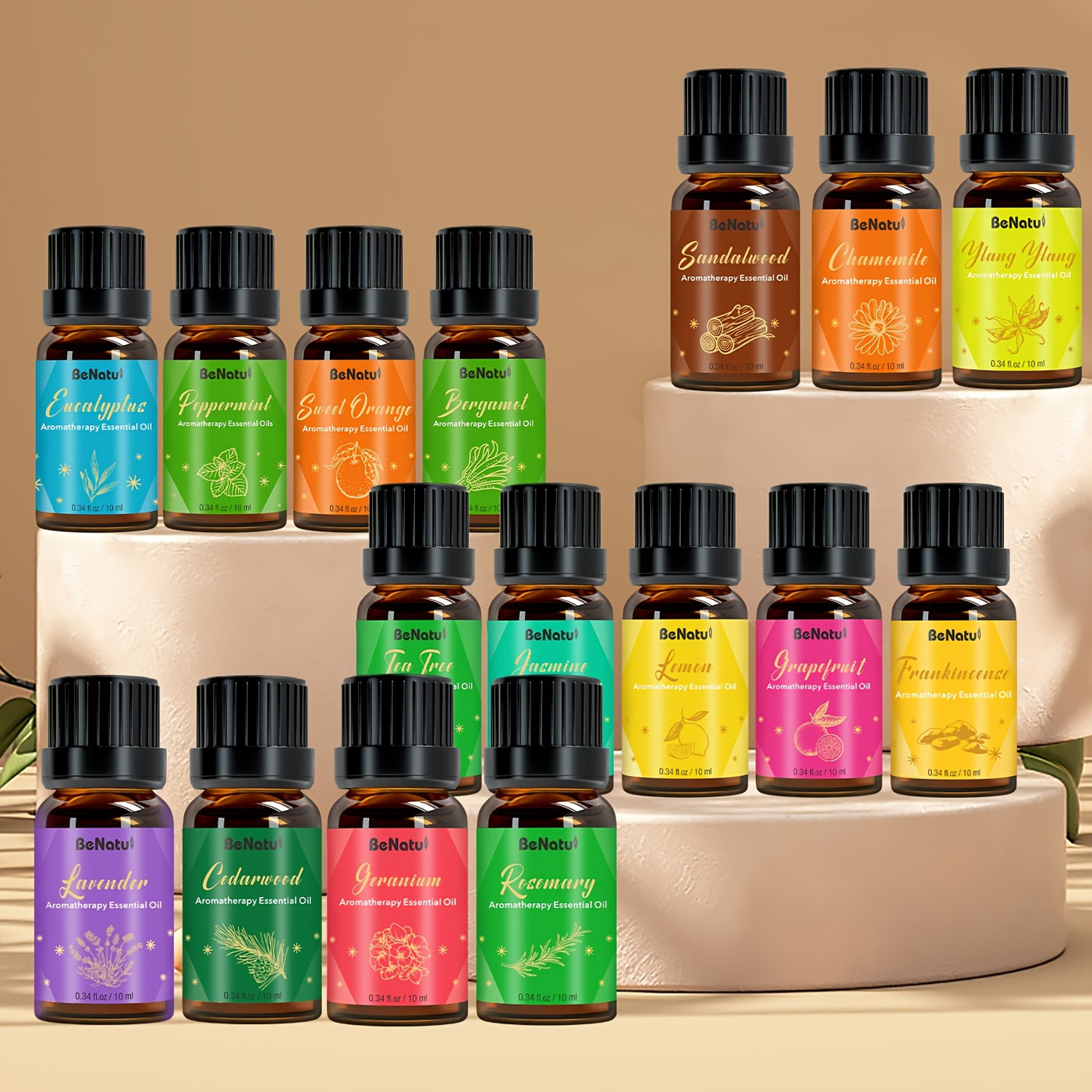 12 Flavors Essential Oils for - Long-Lasting Fragrance, High-Quality Liquid Oils for Diffusers, Humidifiers, Candles & Soap Making - Lavender, Mint, Frankincense, Sweet Orange, Eucalyptus - Rich Aroma, Local Warehouse, Repeat