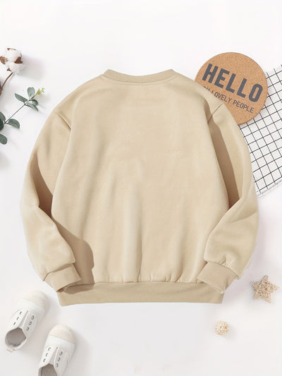 JESUS LOVES ME Print Boys Sweatshirt, Kids Casual Long Sleeve Crew neck Pullover Top For Fall Winter