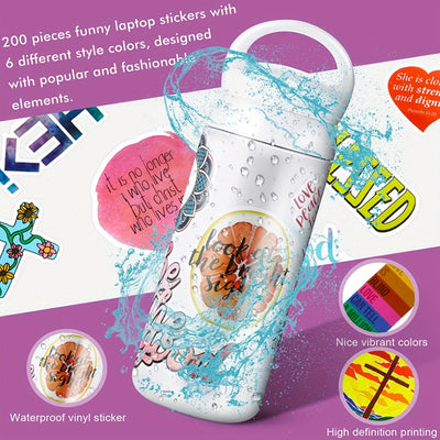 200ps Jesus Christian Vinyl Stickers - Waterproof Decorative Stickers for Water Bottle, Computer, Notebook, Luggage, Phone, Laptop, Bike, Skateboard and More