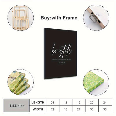 Be still and know bible verse wall art, Psalm 46:10 modern calligraphy King James Versionposter Christian scripture frame painting printed on canvas Church decoration picture artwork ready to hang