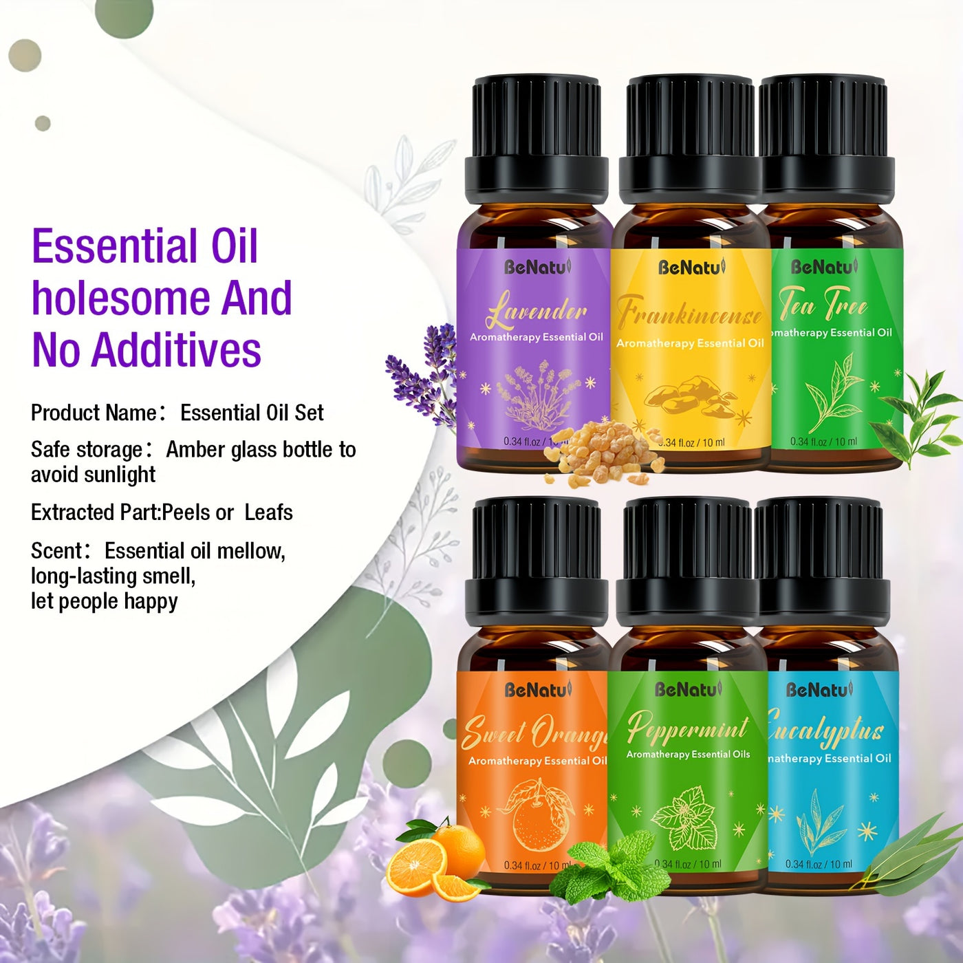 12 Flavors Essential Oils for - Long-Lasting Fragrance, High-Quality Liquid Oils for Diffusers, Humidifiers, Candles & Soap Making - Lavender, Mint, Frankincense, Sweet Orange, Eucalyptus - Rich Aroma, Local Warehouse, Repeat
