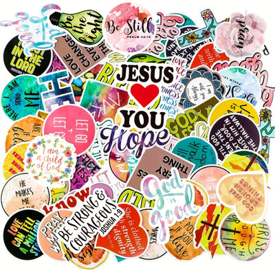 200ps Jesus Christian Vinyl Stickers - Waterproof Decorative Stickers for Water Bottle, Computer, Notebook, Luggage, Phone, Laptop, Bike, Skateboard and More
