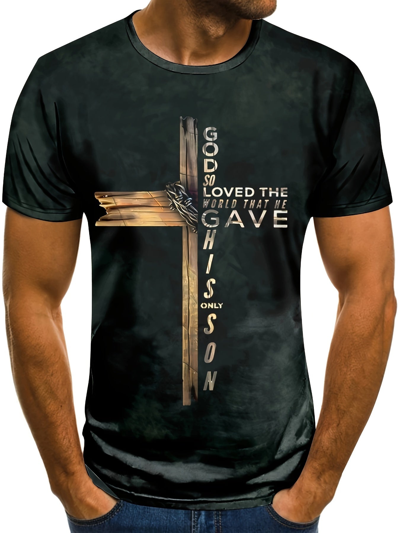 Men's Cross Print Active T-Shirt - Comfortable and Stylish Tee for Gym, Running, and Daily Wear