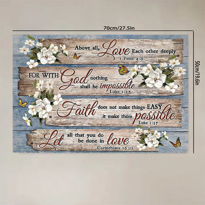 1pc Bible Verse Wall Art Rustic Inspirational Bible Verses Flower Pictures Wall Decor Christian Religions Motivational Painting Country Canvas Farmhouse Prints Home Artwork Decor No Framed