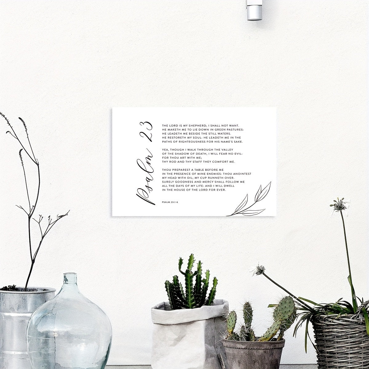 Psalm 23 KJV Bible Verse, Scripture Christian Wall Art, Scripture Bible Verse Wall Art Framed Printed on Canvas for Home Decor Pictures Modern Artwork Hanging For Living Room Bedroom Ready to Hang