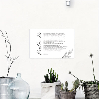 Psalm 23 KJV Bible Verse, Scripture Christian Wall Art, Scripture Bible Verse Wall Art Framed Printed on Canvas for Home Decor Pictures Modern Artwork Hanging For Living Room Bedroom Ready to Hang