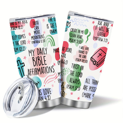 1pc, Christian Gifts For Women, Stainless Steel Tumbler Cup 20oz, Christian Faith Bible Verse Religious Gifts, Holiday Present, Party Present, Birthday Present