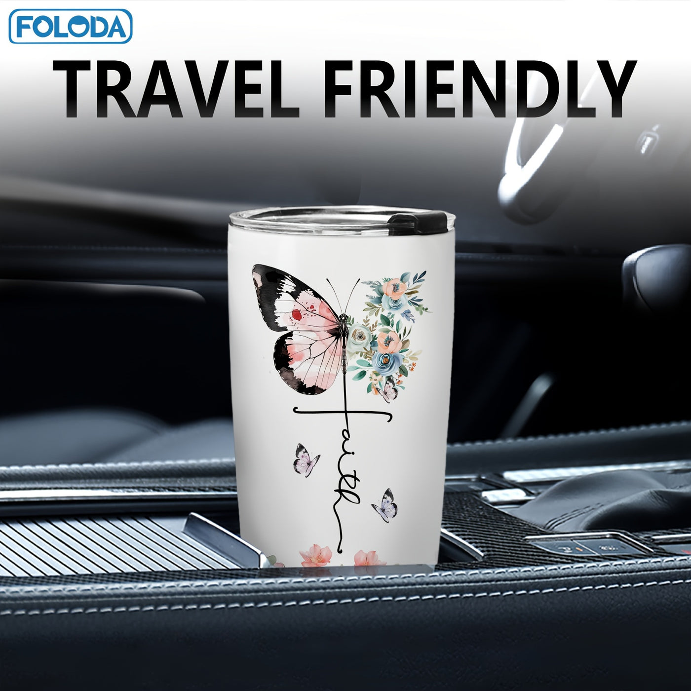 20oz Christian Insulated Travel Coffee Mug - Foloda 1pc Faith Tumbler Cup with Lid - Encouraging Inspiration Gifts for Women Christian Tumblers