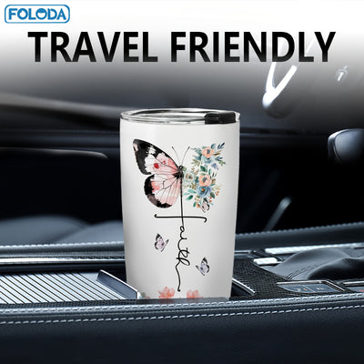 20oz Christian Insulated Travel Coffee Mug - Foloda 1pc Faith Tumbler Cup with Lid - Encouraging Inspiration Gifts for Women Christian Tumblers