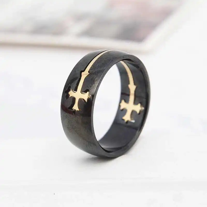 Knight Templar Cross Rings Black Punk Crusaders Band Rings for Mens Promise Jewelry Anel Dropshipping