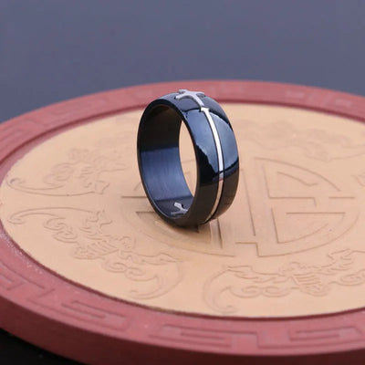 Knight Templar Cross Rings Black Punk Crusaders Band Rings for Mens Promise Jewelry Anel Dropshipping