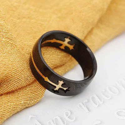 Knight Templar Cross Rings Black Punk Crusaders Band Rings for Mens Promise Jewelry Anel Dropshipping