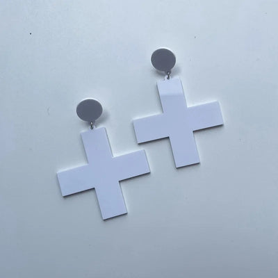 Cross Earrings For Women Acrylic Black Red White Fashion Geometric Hip Hop Jewelry