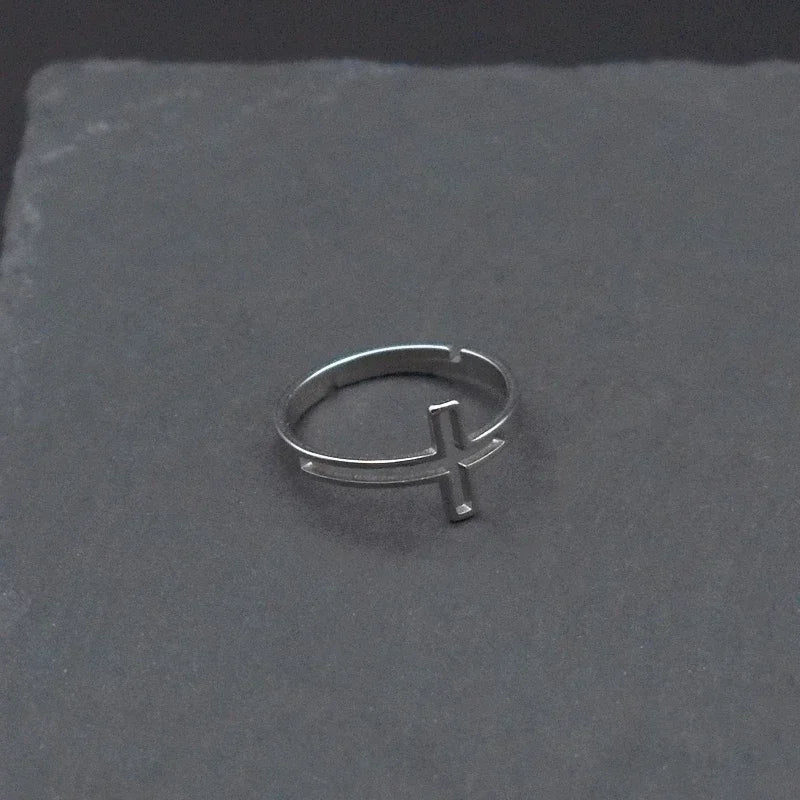 Jesus Cross Rings for Men Women Stainless Steel Adjustable Finger Rings Christian Religious Jewelry Gifts Wholesale