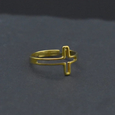 Jesus Cross Rings for Men Women Stainless Steel Adjustable Finger Rings Christian Religious Jewelry Gifts Wholesale
